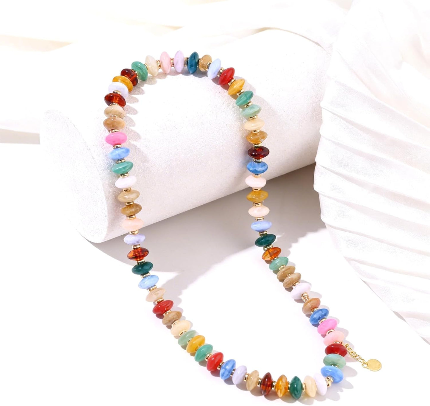 Zhuozatrfa Collar de cuentas coloridas para mujer, gargantilla de c...