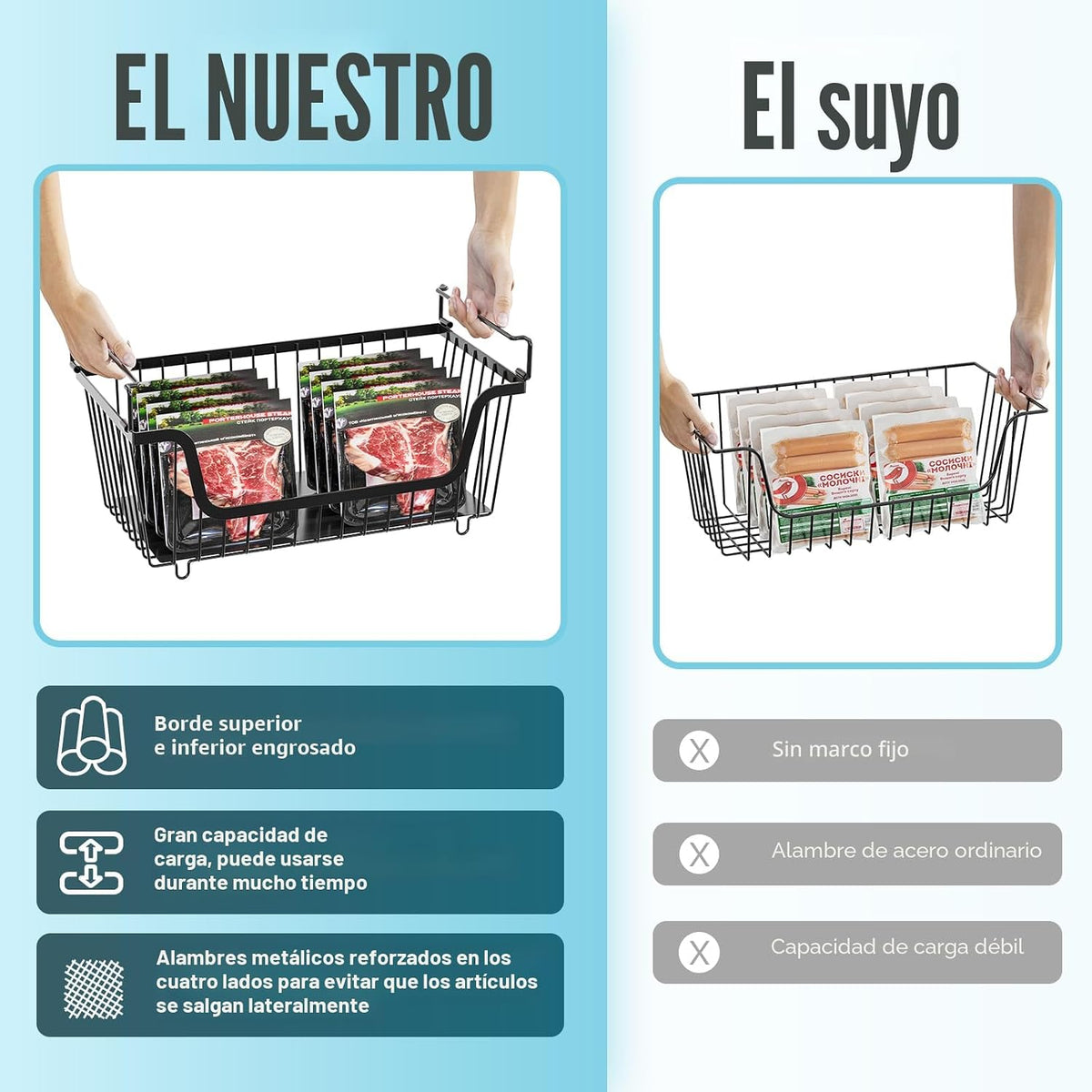 4 cestas apilables de alambre organizadores de despensa y contenedo...