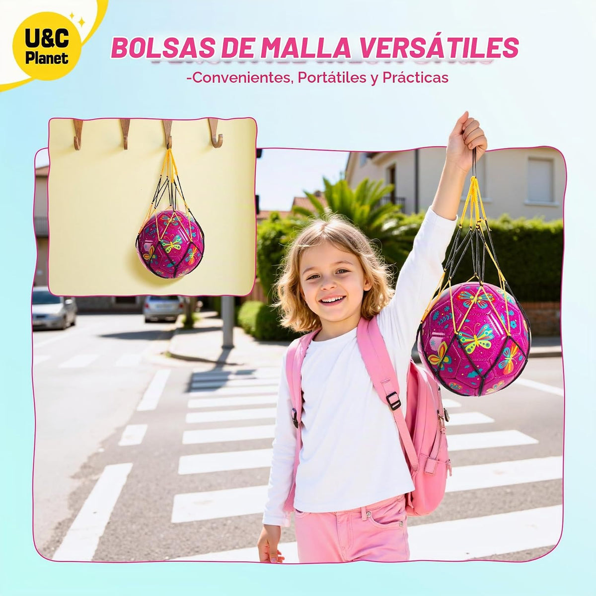 Balón de fútbol U&C Planet tamaño 2, 3, 4 para niños pequeños y jóv...
