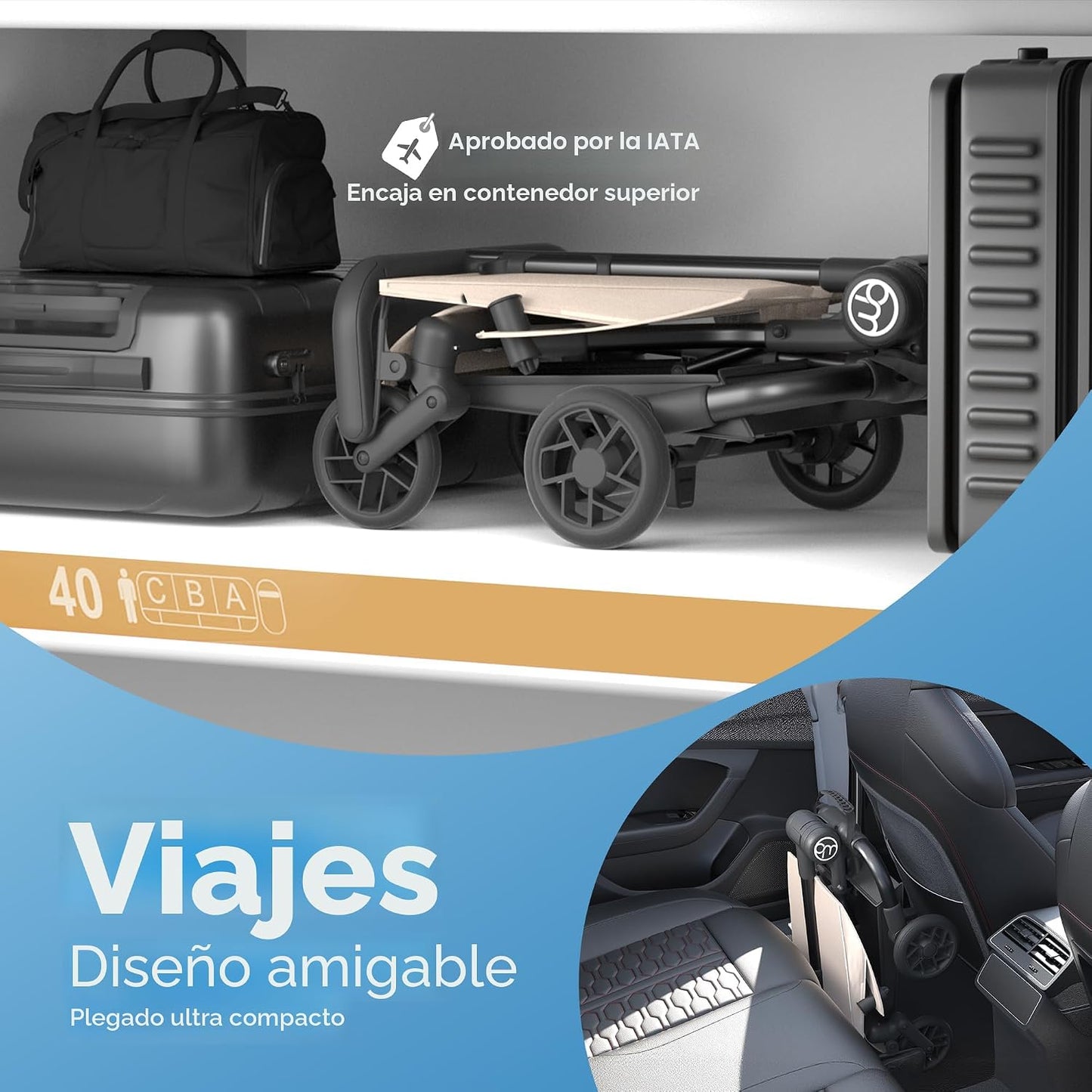Mompush Jeto - Cochecito de viaje ligero \u2013 9.8 libras ultracom...