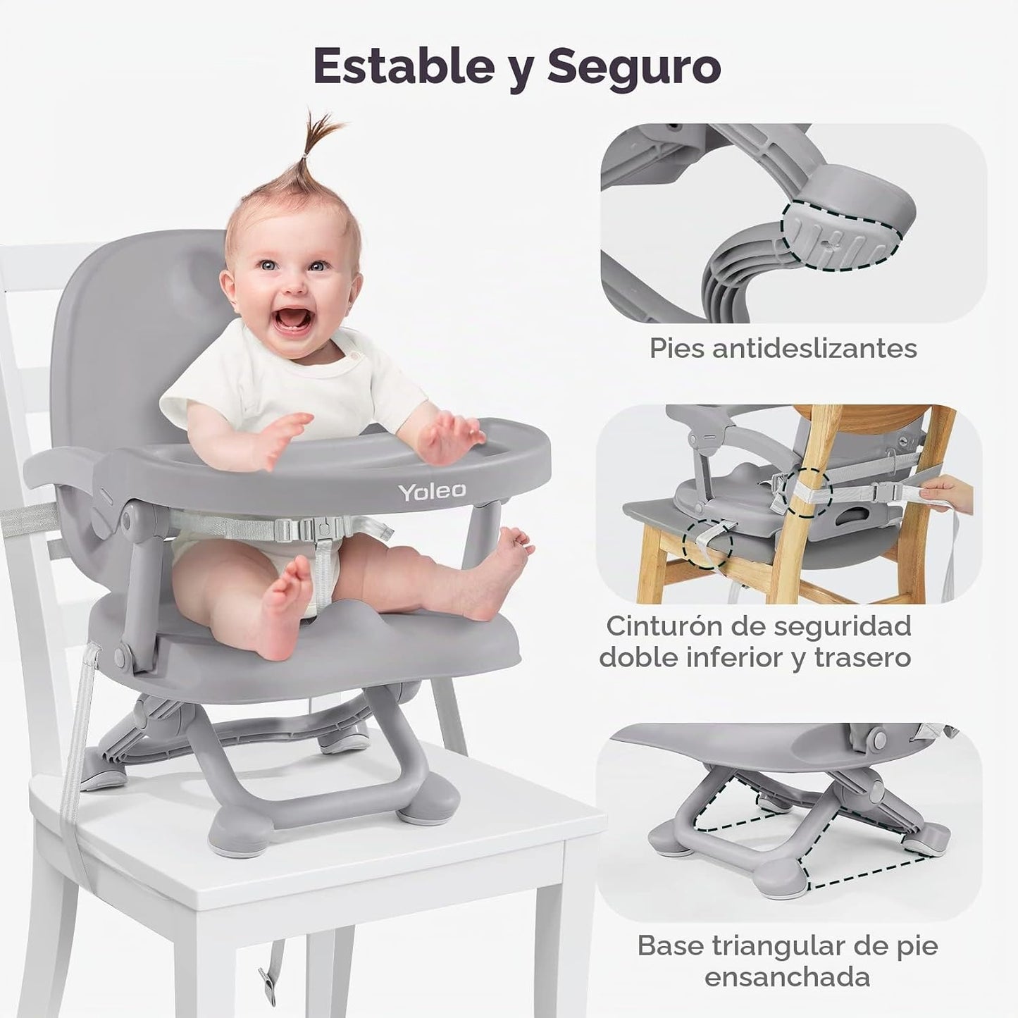 YOLEO Silla alta para bebé, asiento elevador para mesa de comedor,...