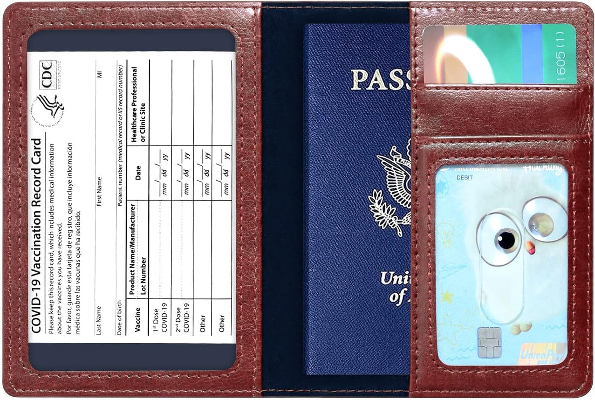 Funda para pasaporte con bloqueo RFID de piel, cartera con ranura p...