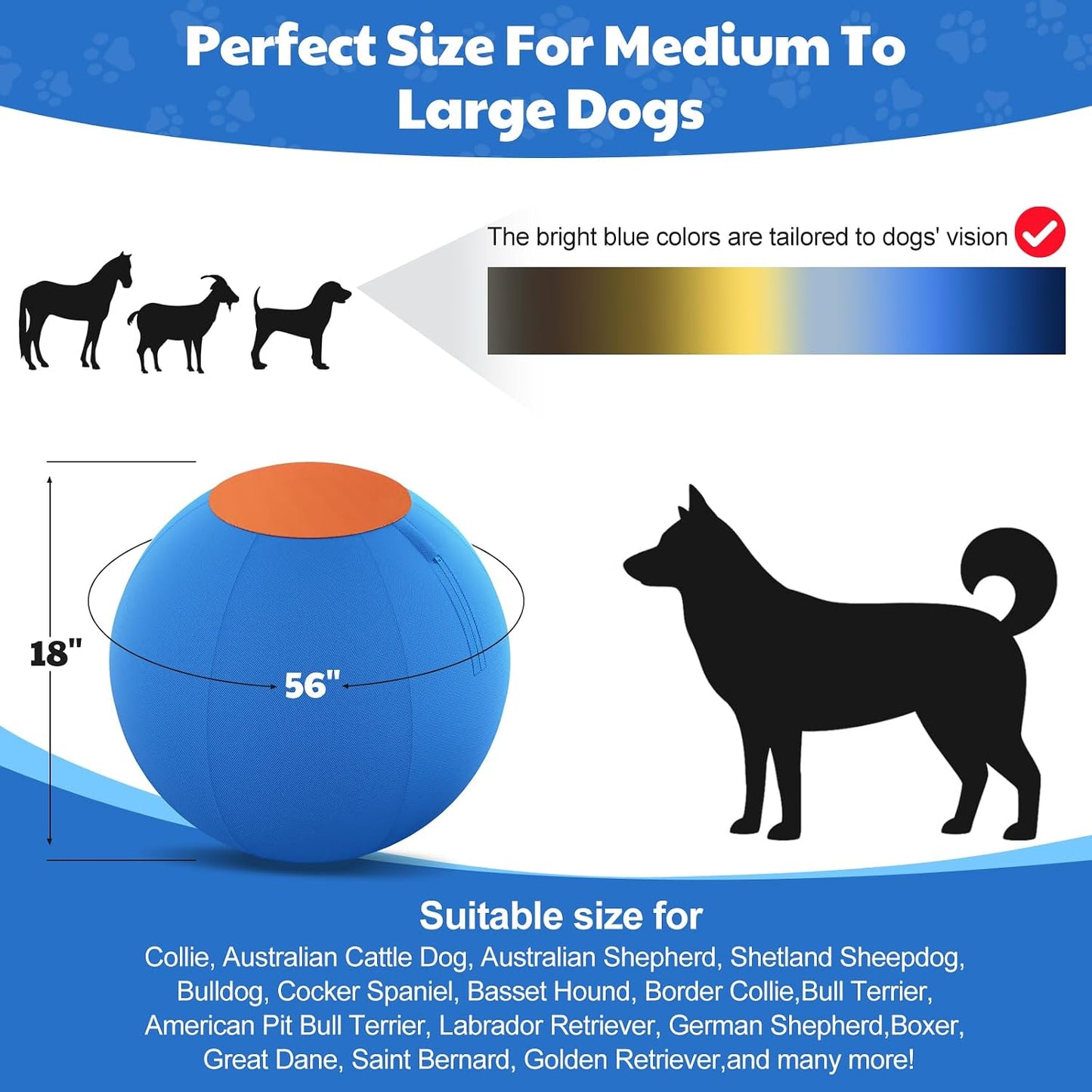 Happypaw 3.0 2026 - Pelota de pastor para perros de 18 pulgadas, re...
