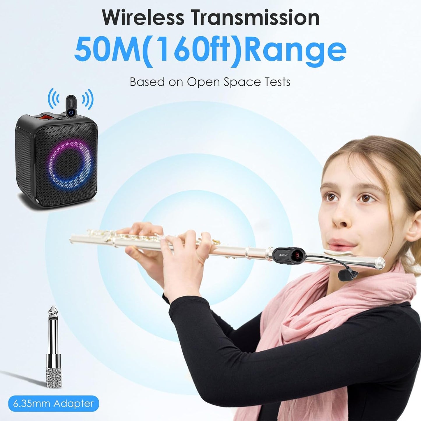 Lococo UHF Wireless Flute Microphone System: Instrumentos de música...