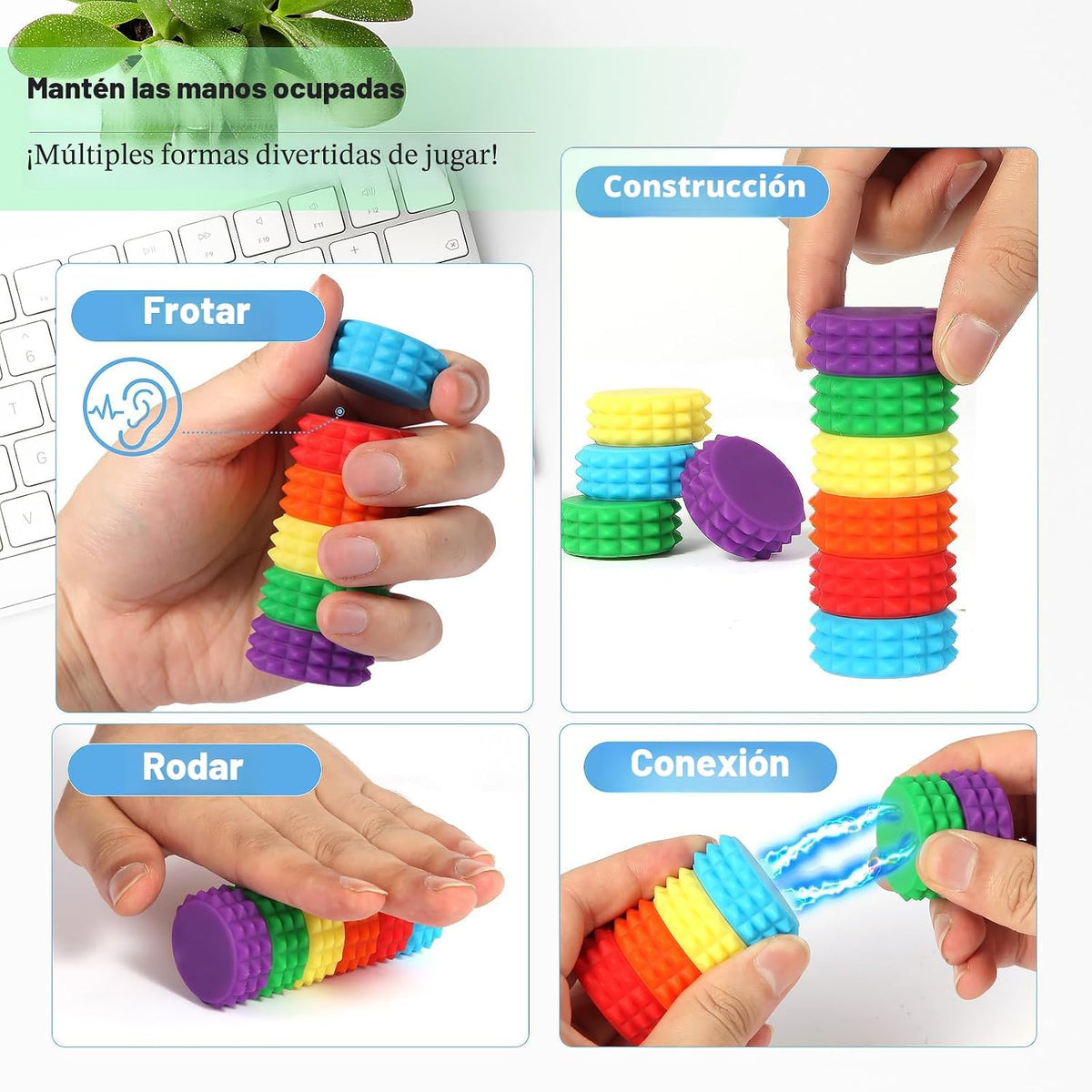 Bolas Magnéticas de Silicona para el Estrés, Paquete de 6 Juguetes...