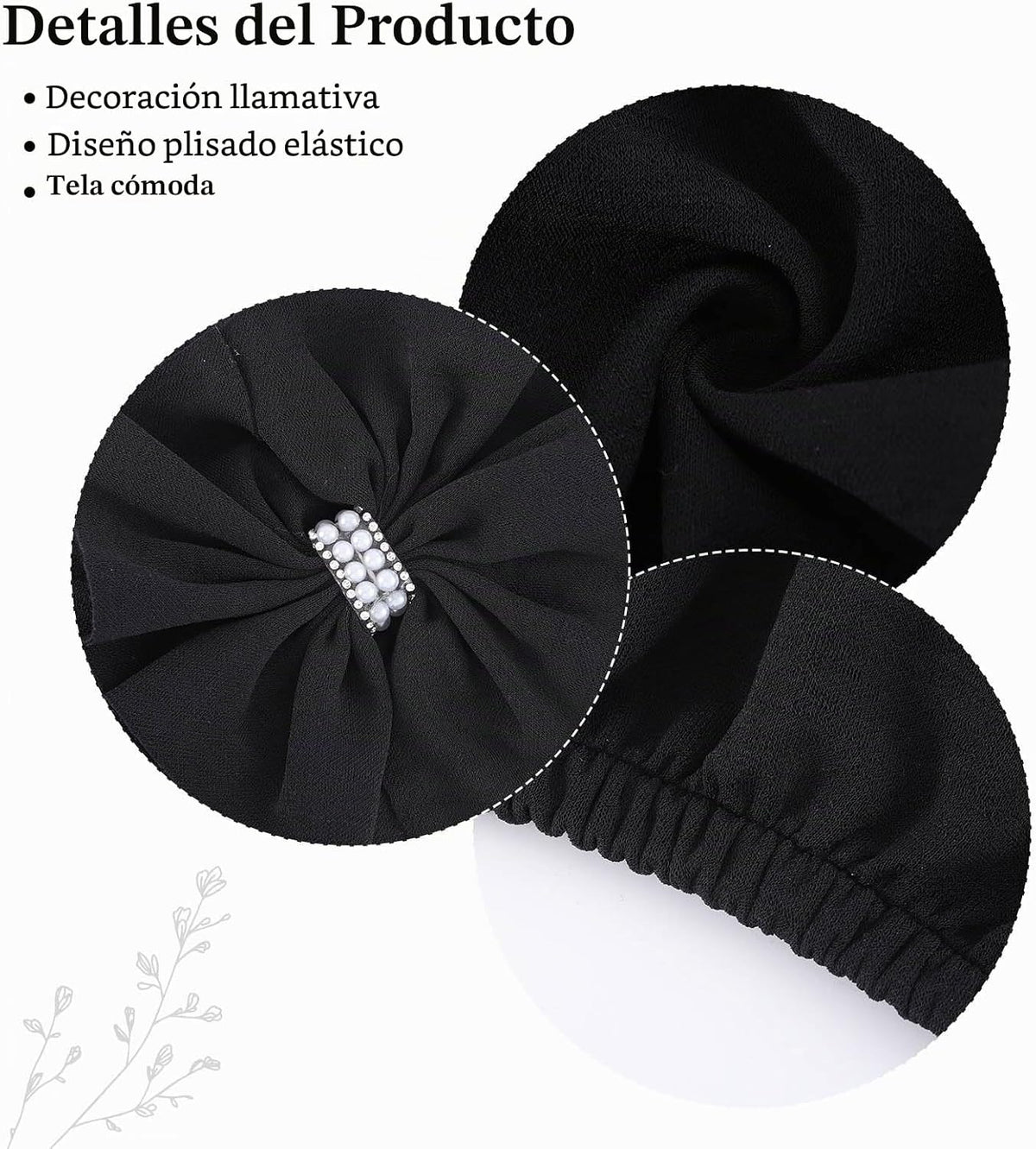 Bohend Gorro de turbantes de flores, con diamantes de imitación, nu...