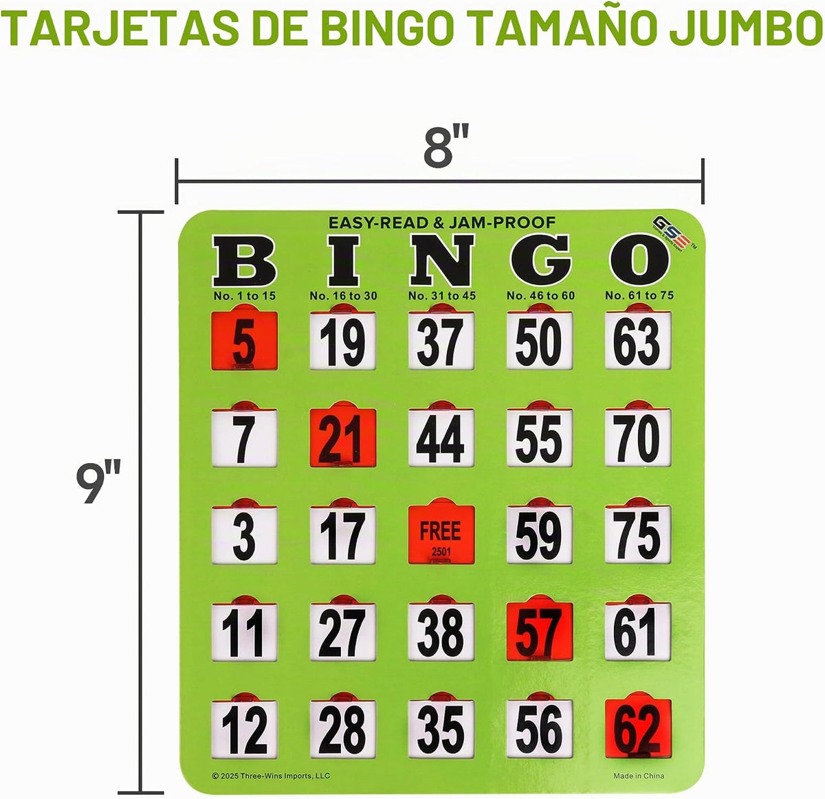 GSE Games &amp; Sports Expert Tarjetas de bingo verdes Jumbo Shutte...