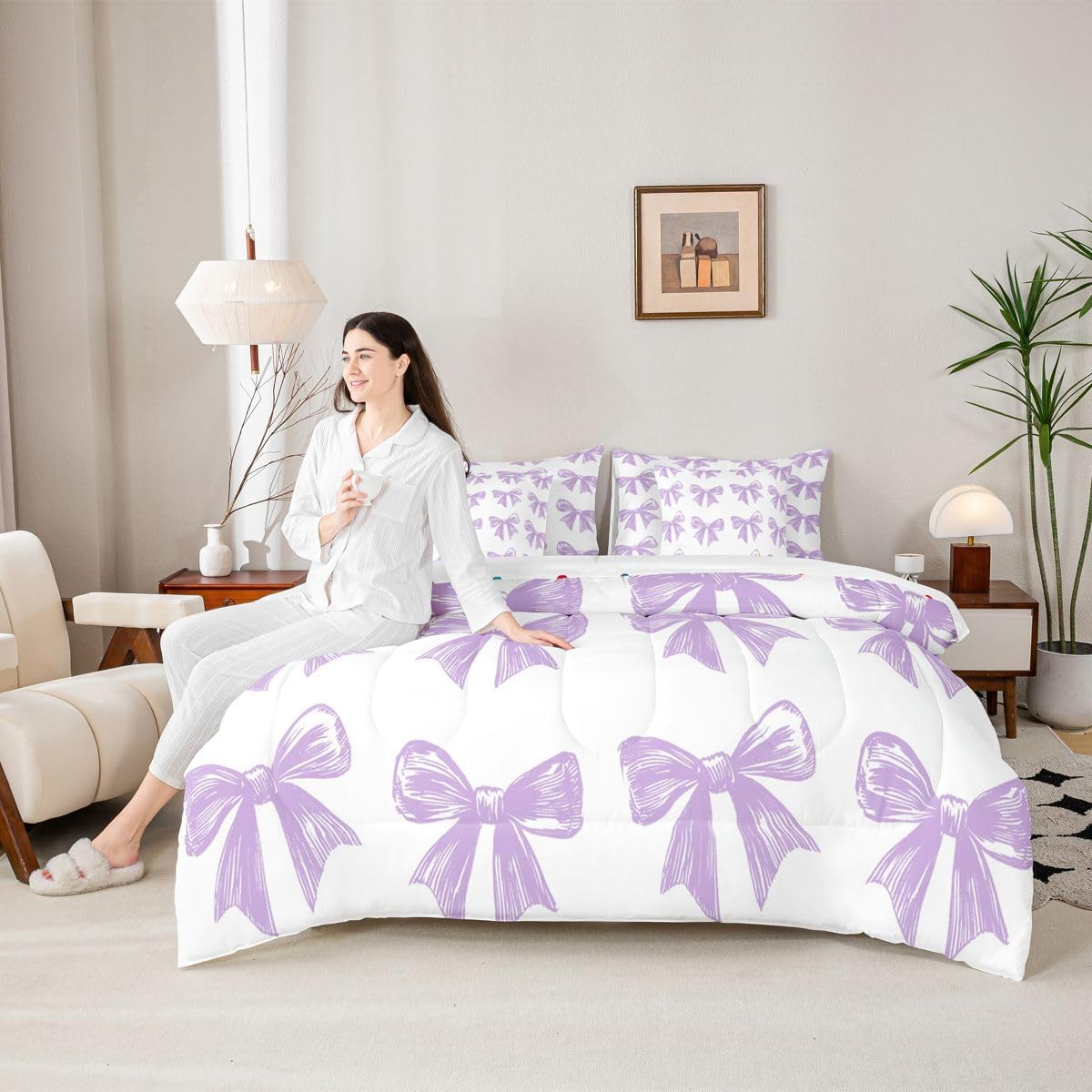 Erosebridal Lindo juego de cama con lazo en una bolsa, tamaño Twin,...
