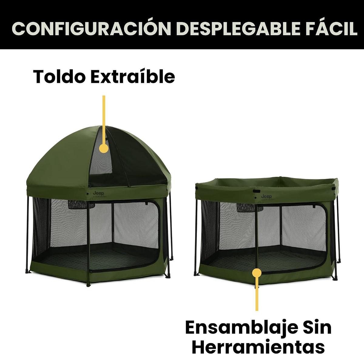 Jeep Hexagon Pop Up Play Yard con toldo extraíble | Ideal para uso...