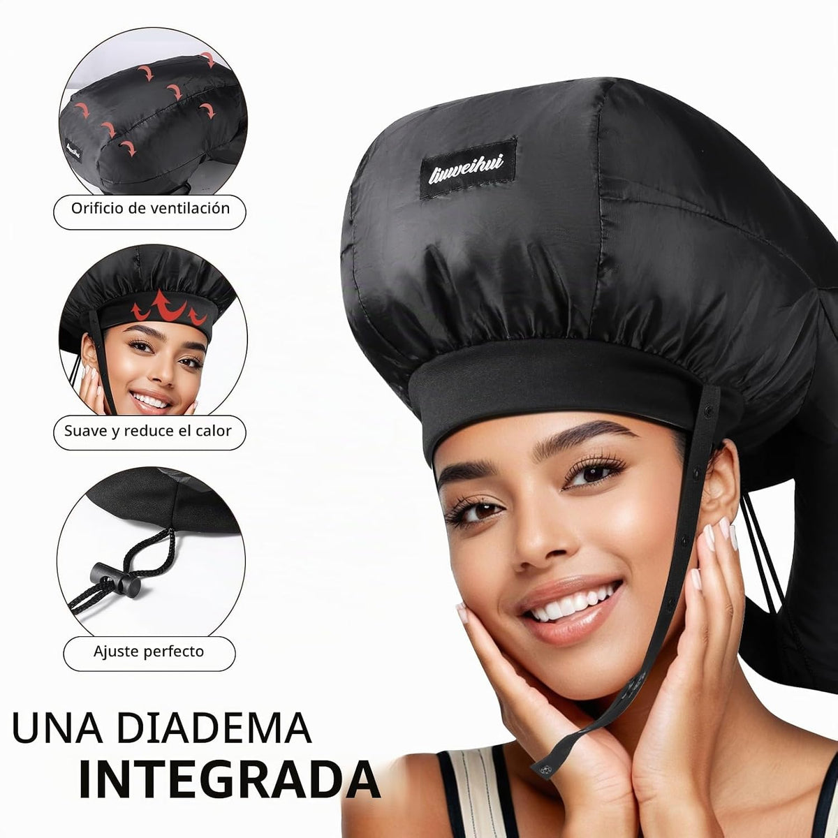 Secador de Pelo con Gorro, Difusor de Pelo Ideal para Cabello Rizad...