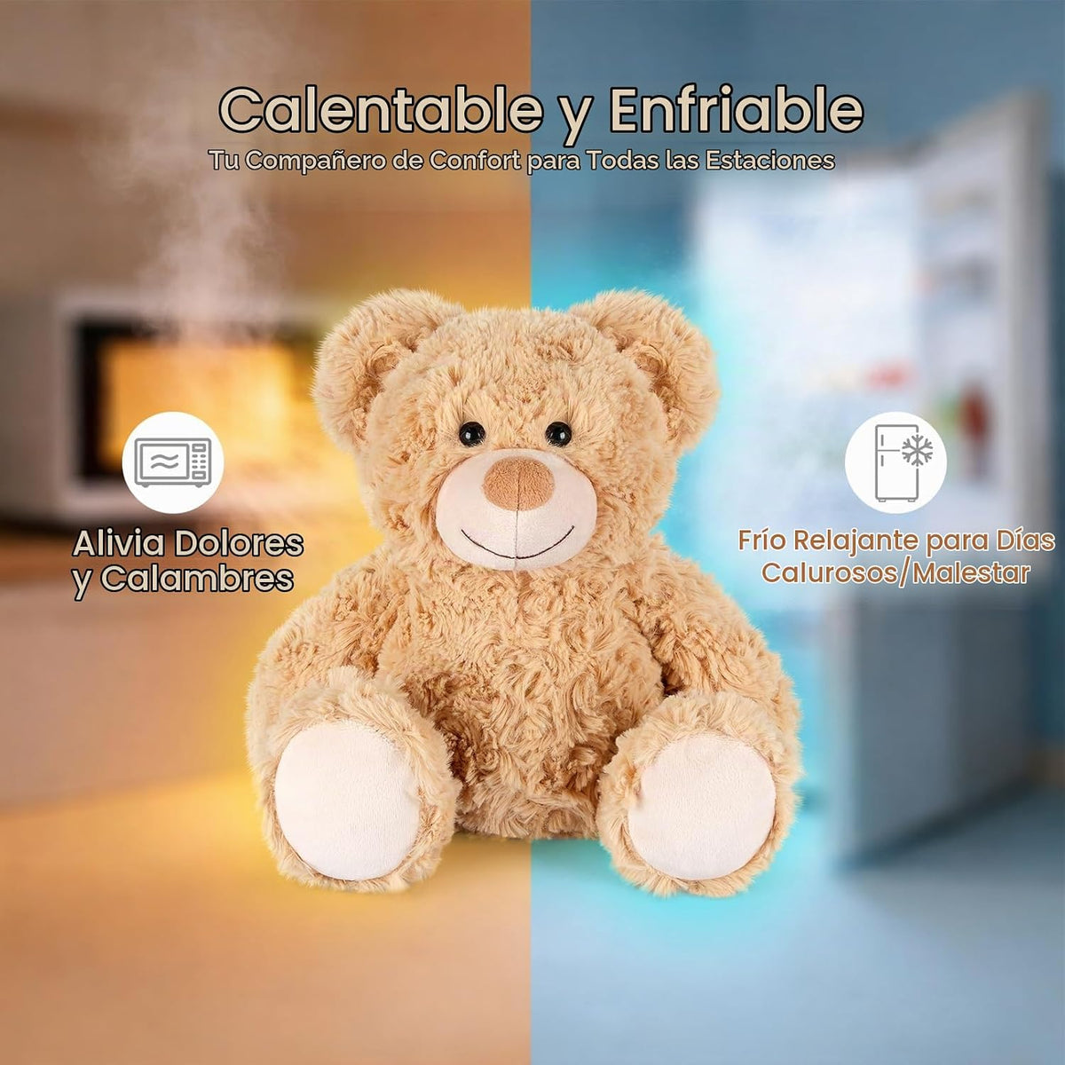 SuzziPals Almohadilla térmica de oso de peluche para calambres de p...