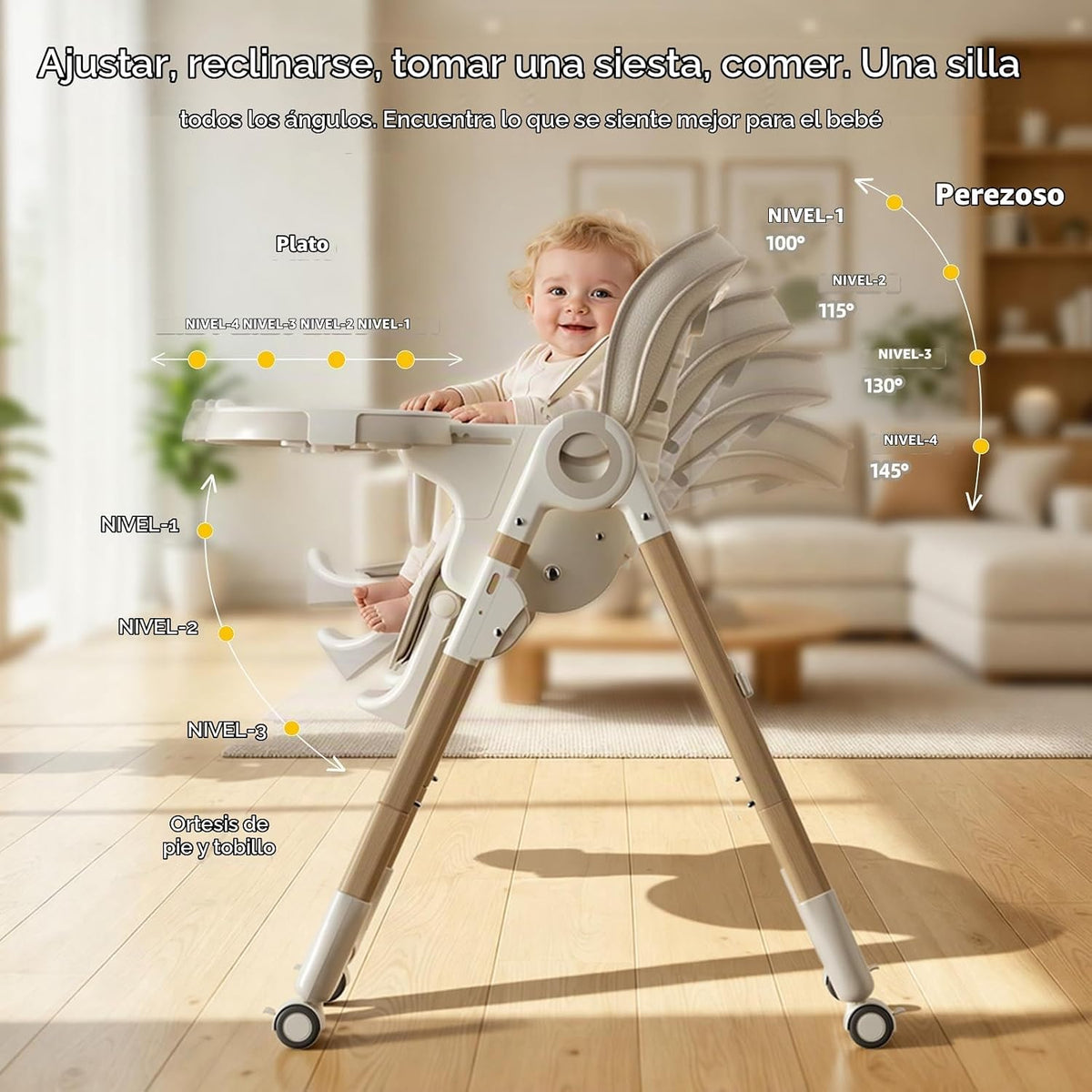 Sillas altas Trimigo para bebés y niños pequeños de 0 a 3 pulgadas,...