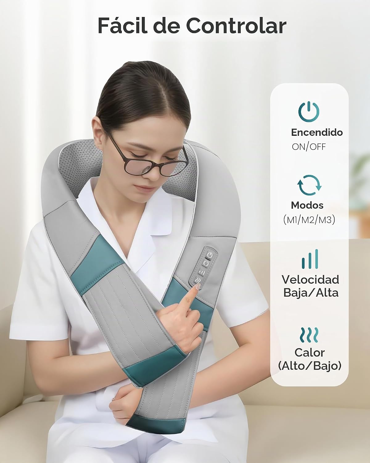 Snailax Masajeador de cuello inalámbrico con calor, masajeador de e...