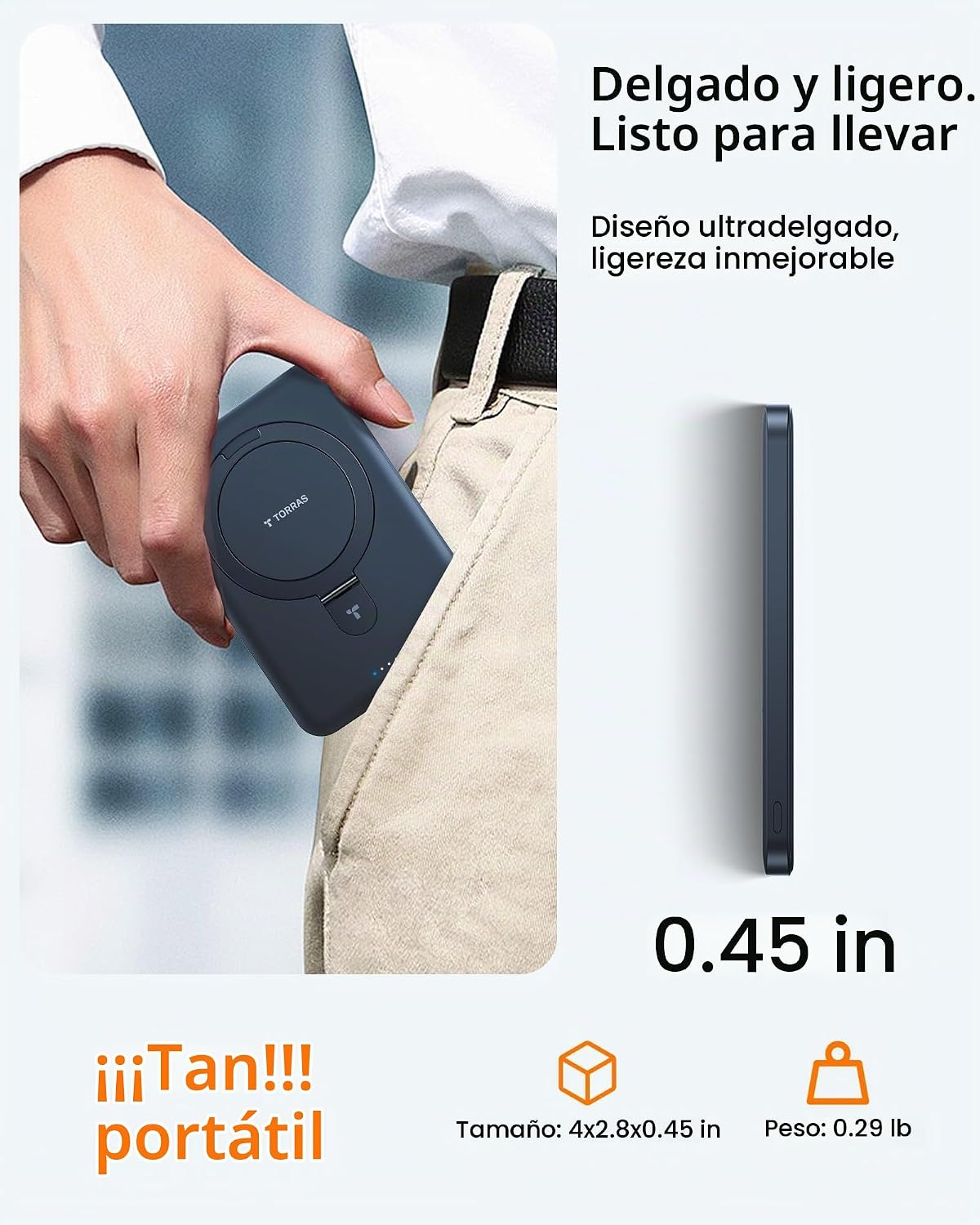TORRAS EasyGo Cargador portátil para iPhone, banco magnético de ene...