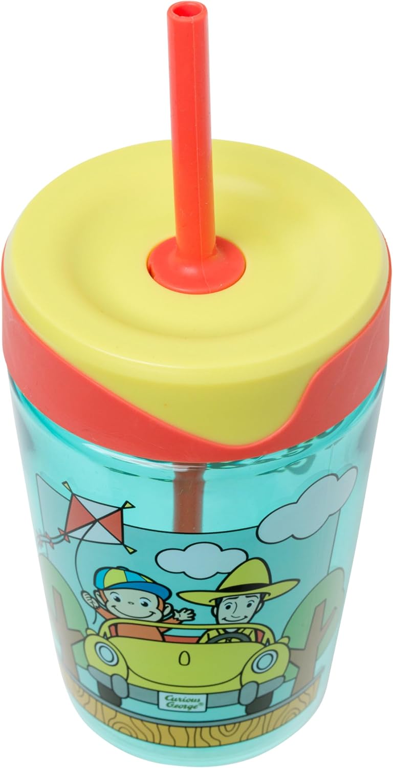 Silver Buffalo Curious George Fun - Vaso a prueba de derrames con p...