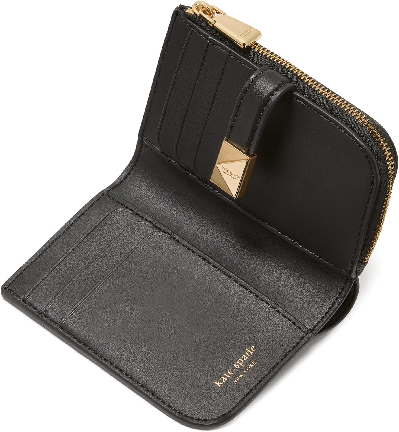 kate spade new york Cartera pequeña compacta de cuero con guijarros...