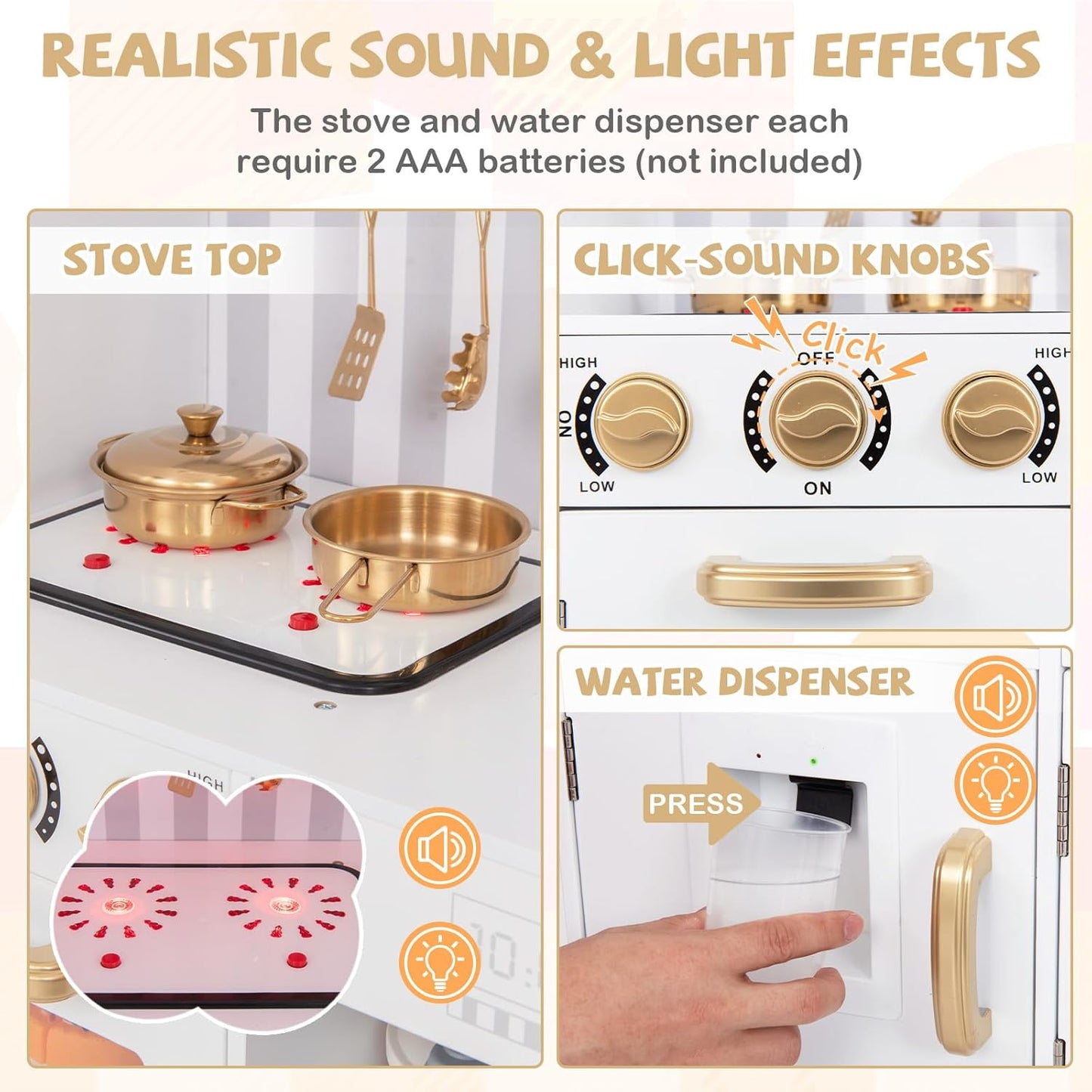 Costzon Cocina de Juguete para Niños, Juego de Cocina de Madera con...