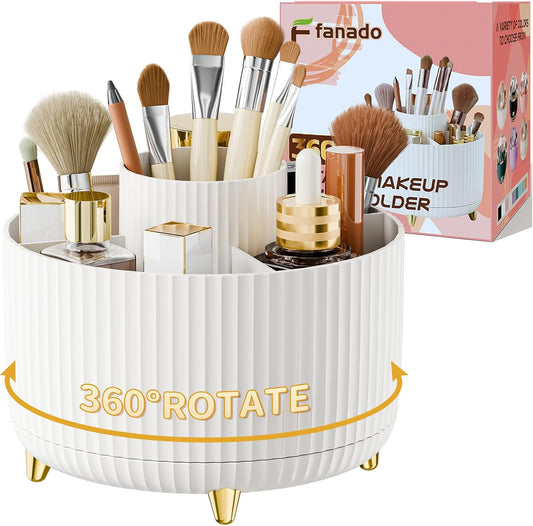 fanado Organizador de brochas de maquillaje giratorio de 360°, orga...