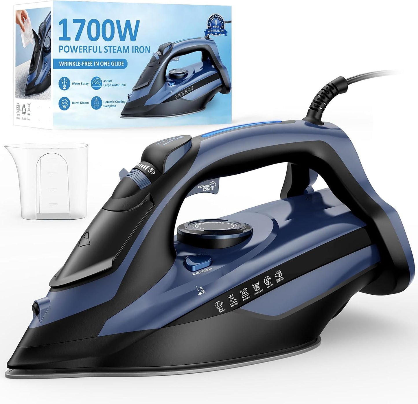 LEVOORA Plancha de vapor para ropa, calentamiento rápido de 20 segu...