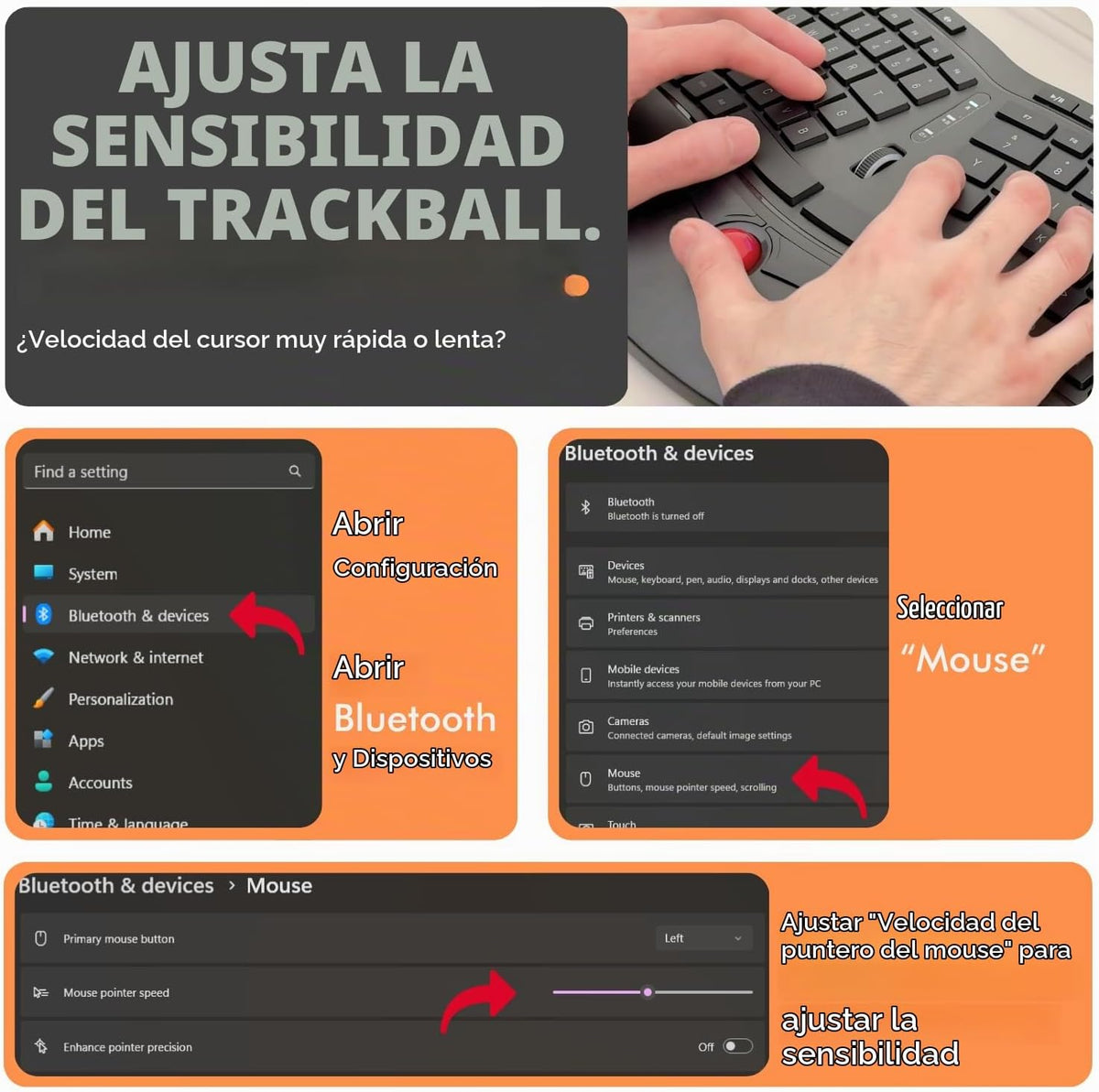 X9 Performance Teclado Inalámbrico Ergonómico con Trackball - Recar...