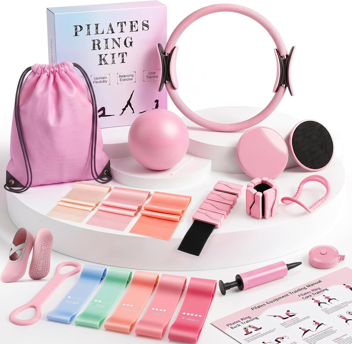 POVAVCX Kit de pilates en casa de 24 piezas para mujer, equipo de p...