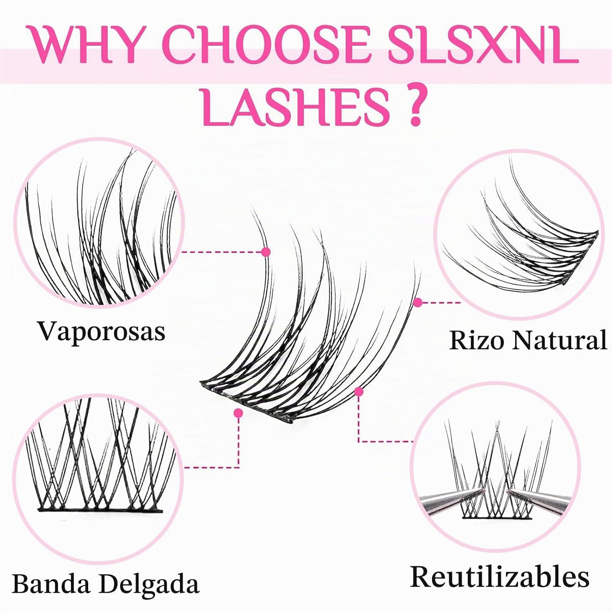 SLSXNL - Extensiones de pestañas rizadas en racimo, naturales y dis...