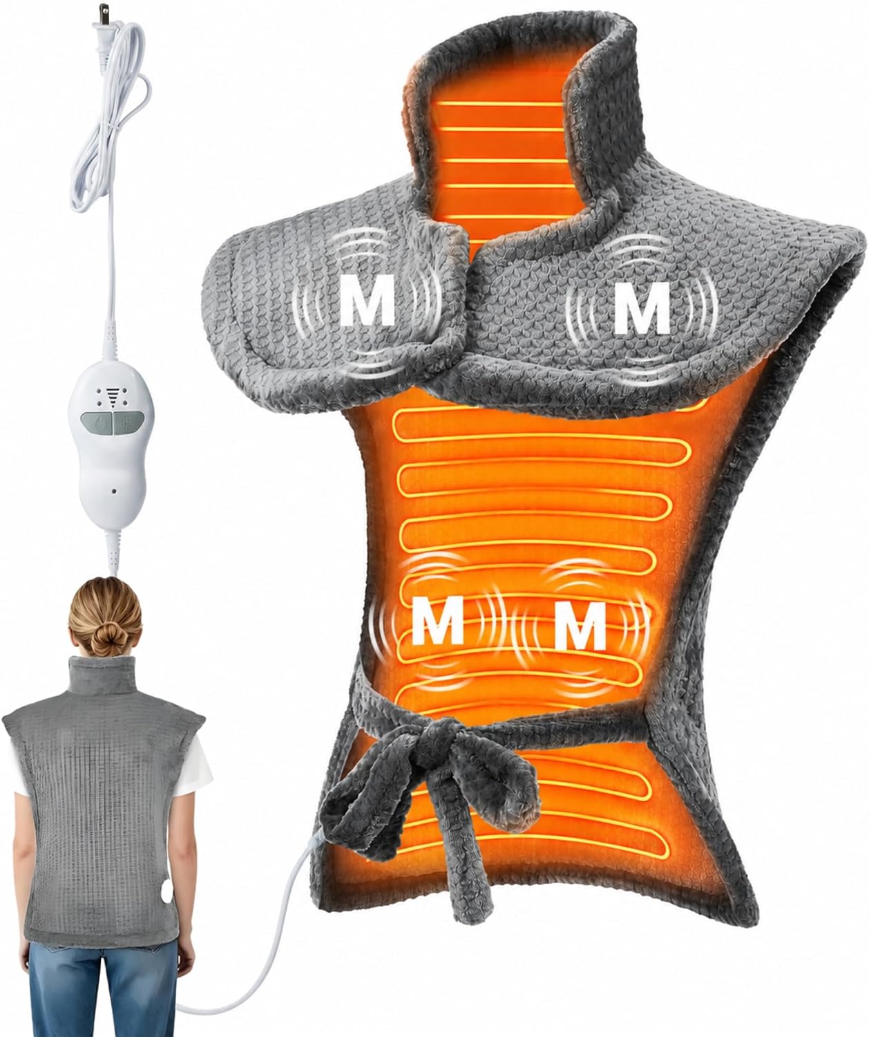 Almohadilla térmica vibratoria portátil para aliviar el dolor de cu...