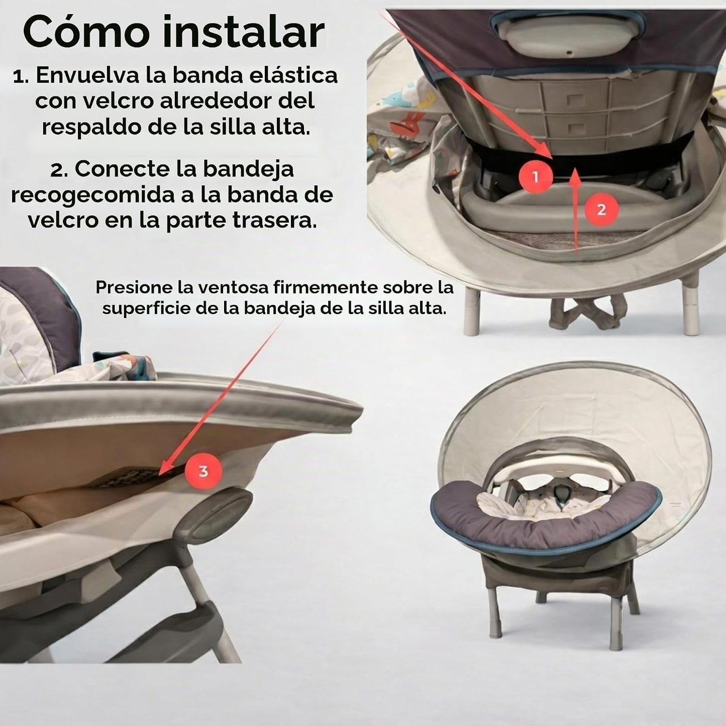Juego de babero y bandeja de recogedor de alimentos para bebé, para...