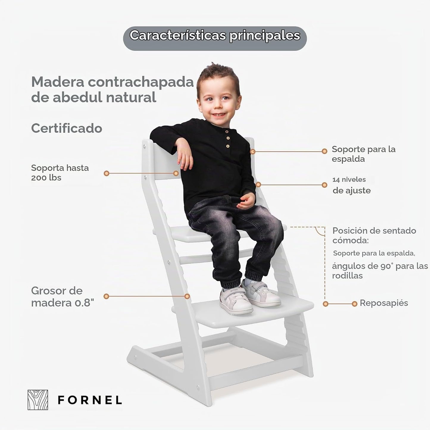 FORNEL Silla Alta Moderna de Madera Blanca | La Silla Para Siempre...