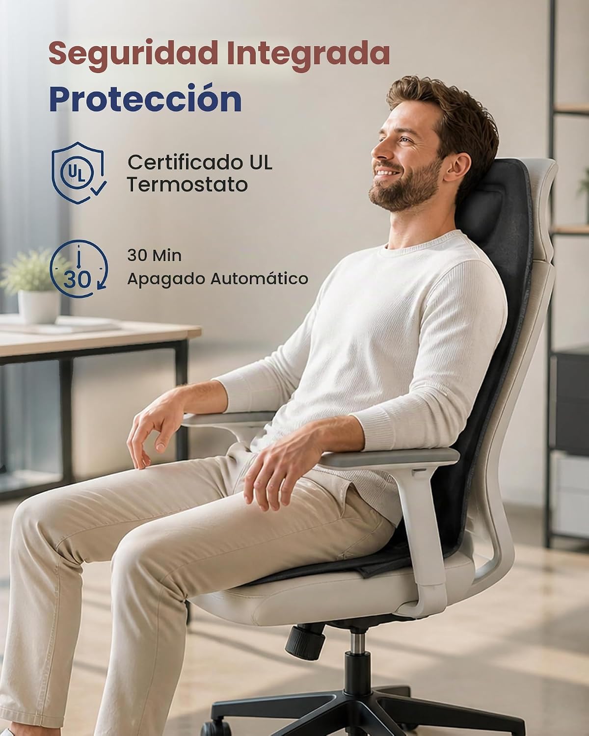 COMFIER - Masajeador de espalda con vibración con calor, cojín de a...