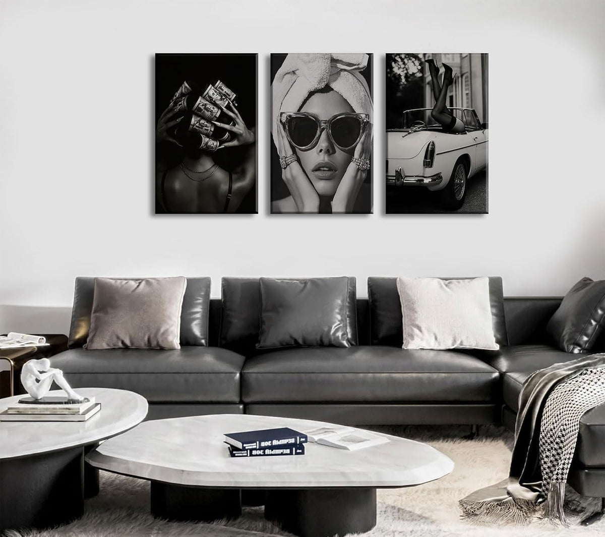Lienzo de moda para mujer, arte de pared en blanco y negro, decorac...