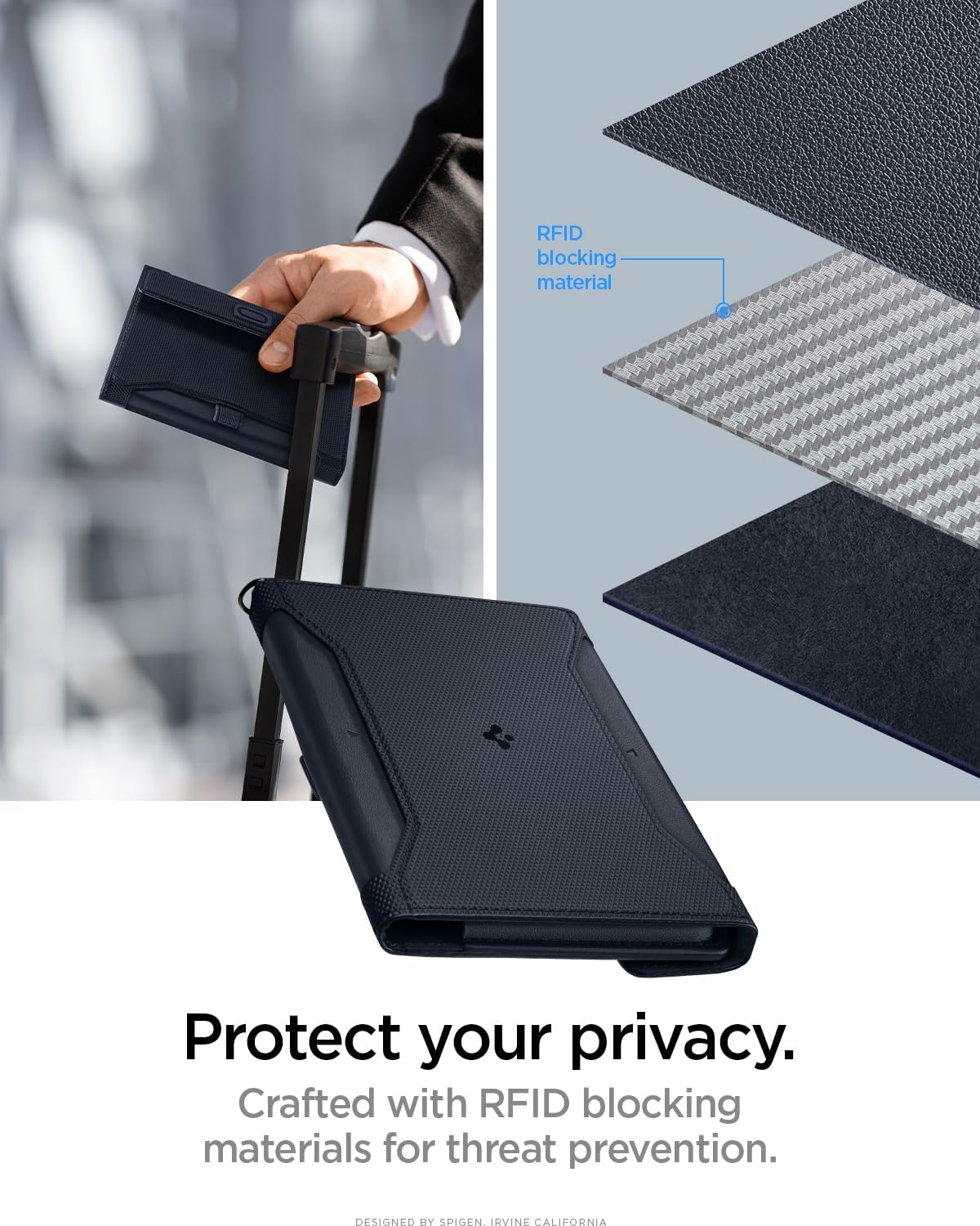 Spigen Life para pasaporte Funda para tarjeta con tecnología de blo...