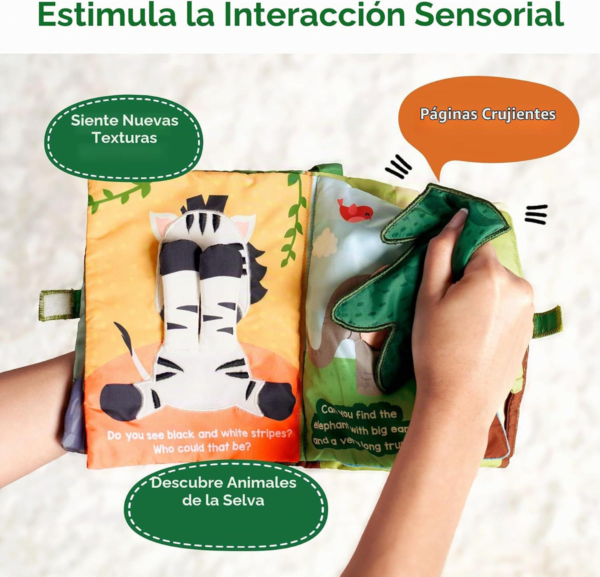 Skillmatics Libro de la selva Peek-a-Boo - Libro de tela suave para...