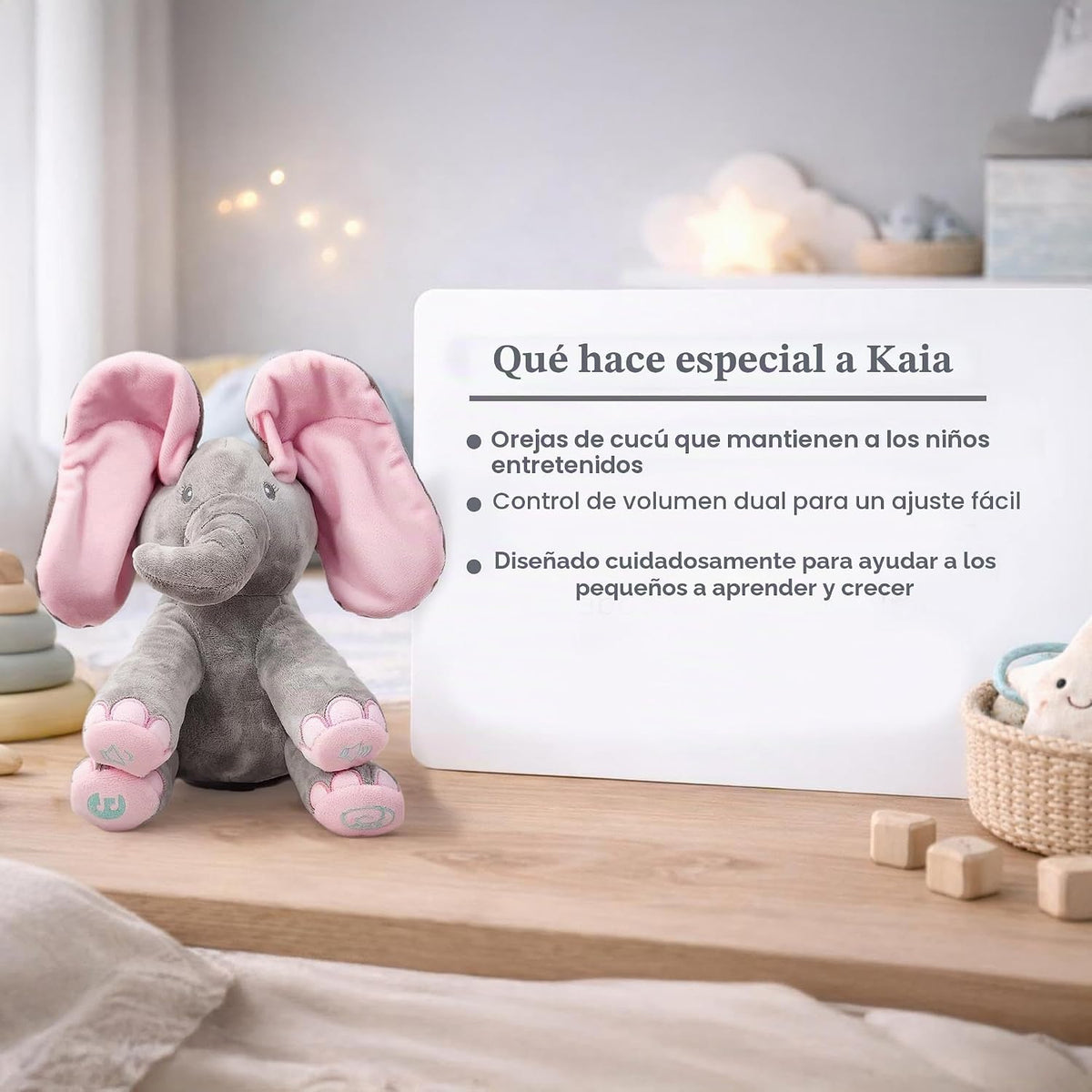Dimple Kaia Elefante de Peek A Boo, Animal de Peluche Cantando Inte...