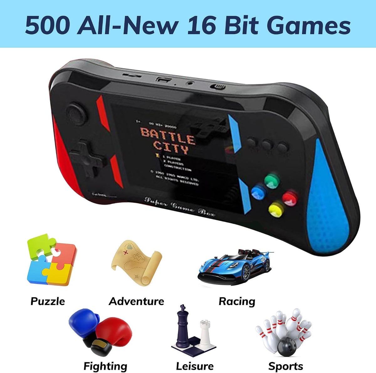 Juego de mano para niños, 500 videojuegos retro precargados, reprod...