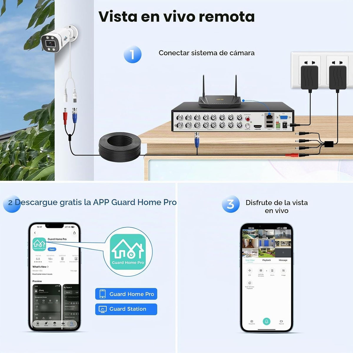 Hiseeu Sistema de cámara de seguridad con cable 16CH 3K, cámaras CC...