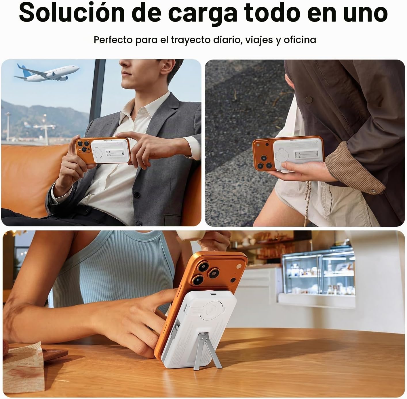 Q Cargador portátil inalámbrico magnético de 10,000 mAh, batería ex...