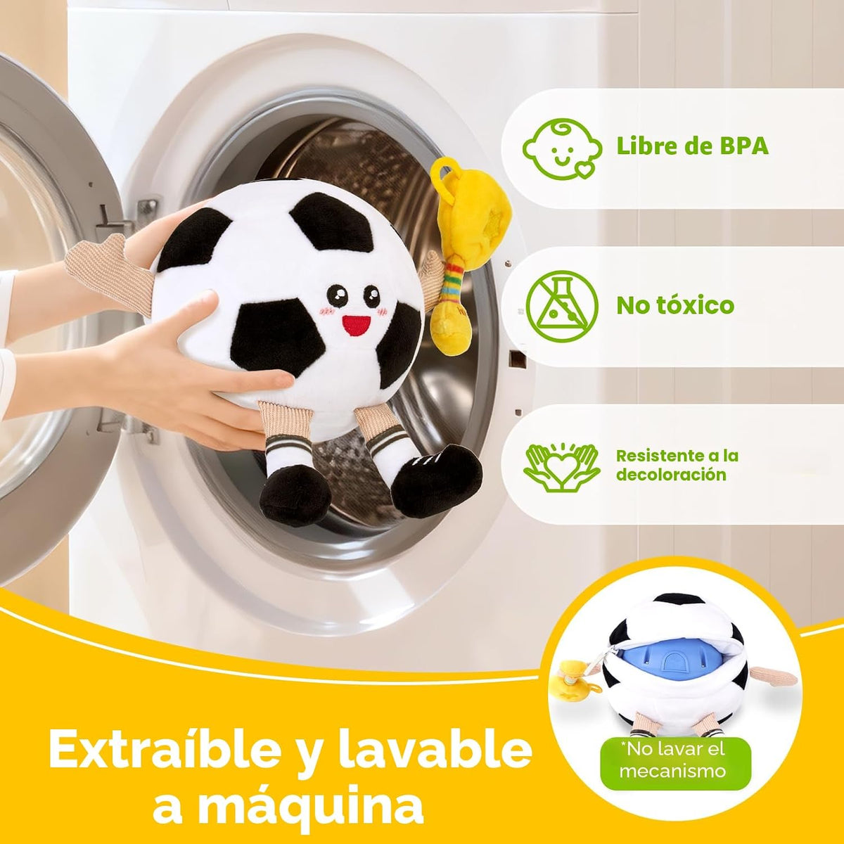 hahaland Juguete musical de fútbol para bebés de 6 a 9 a 12 meses,...
