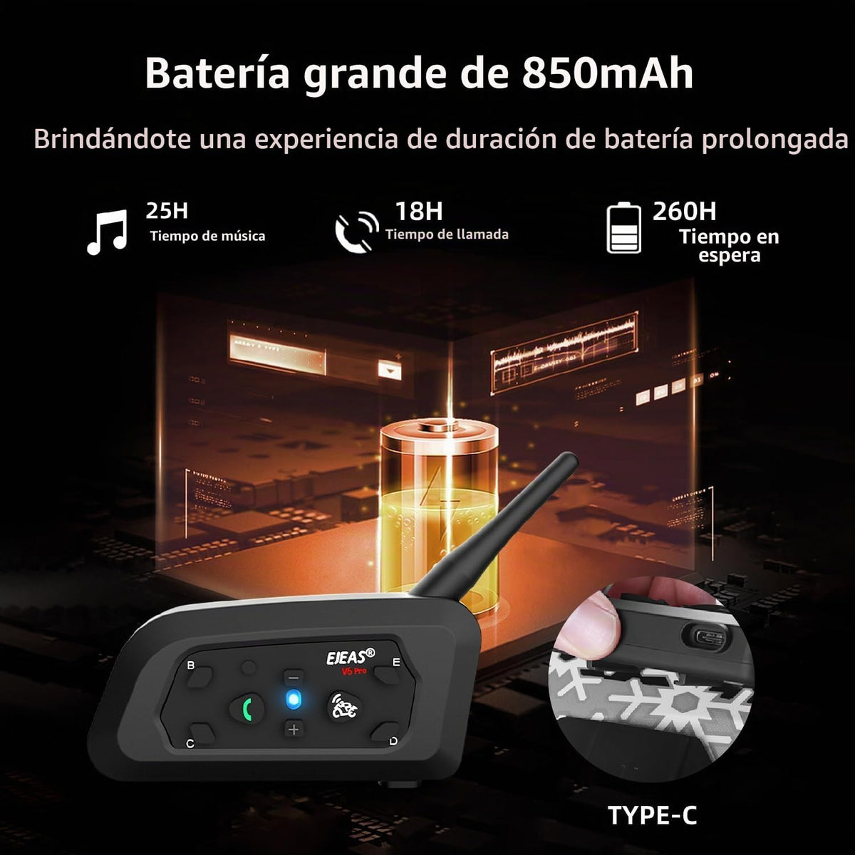 Novamente V6 Pro+ - Casco de motocicleta Bluetooth Intercomunicador...