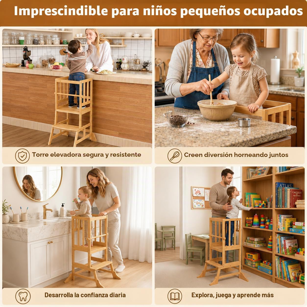COSYLAND Torre de Pie para Niños Pequeños - Taburete Ayudante de Co...