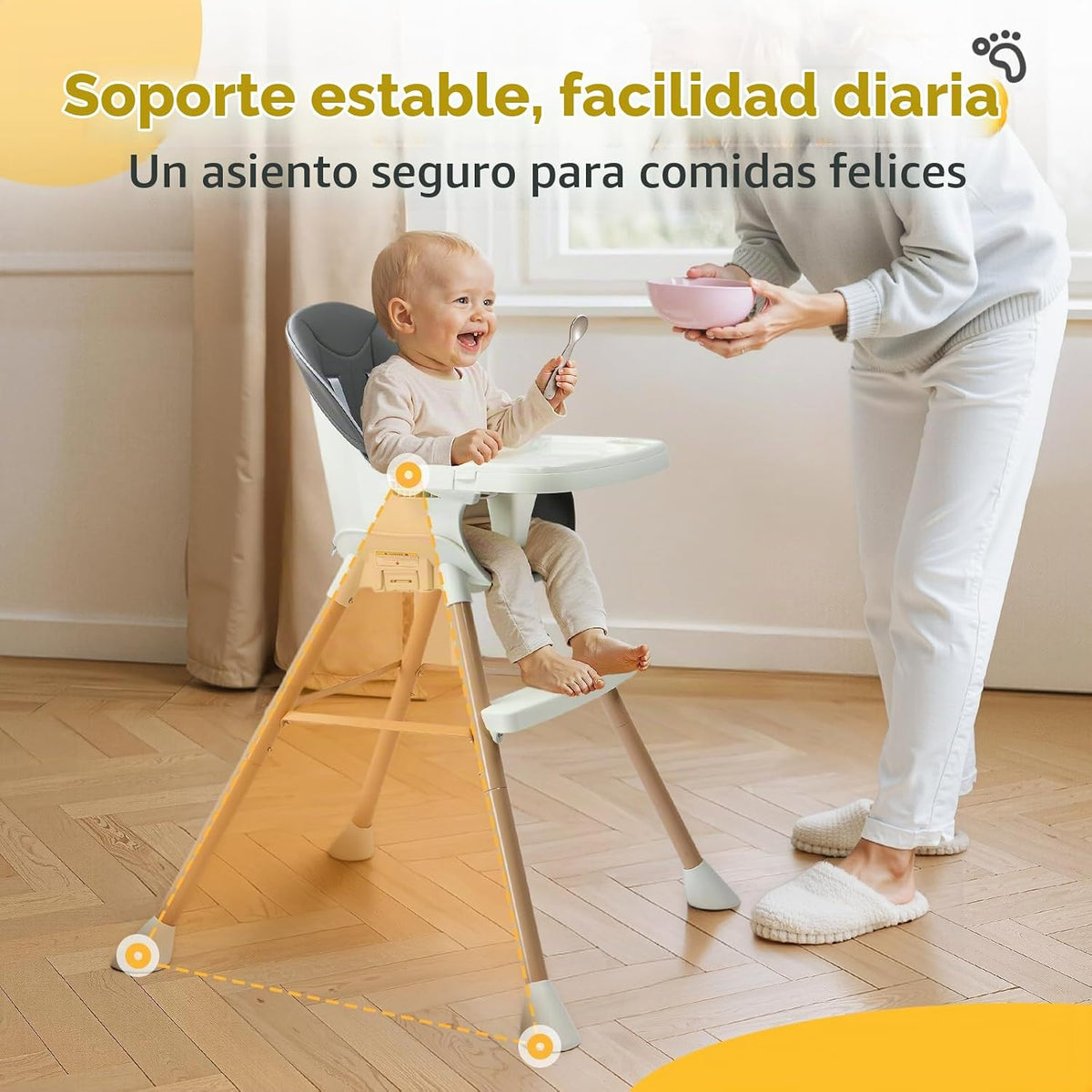 JOYMOR Silla alta convertible 5 en 1, silla alta para bebés y niños...