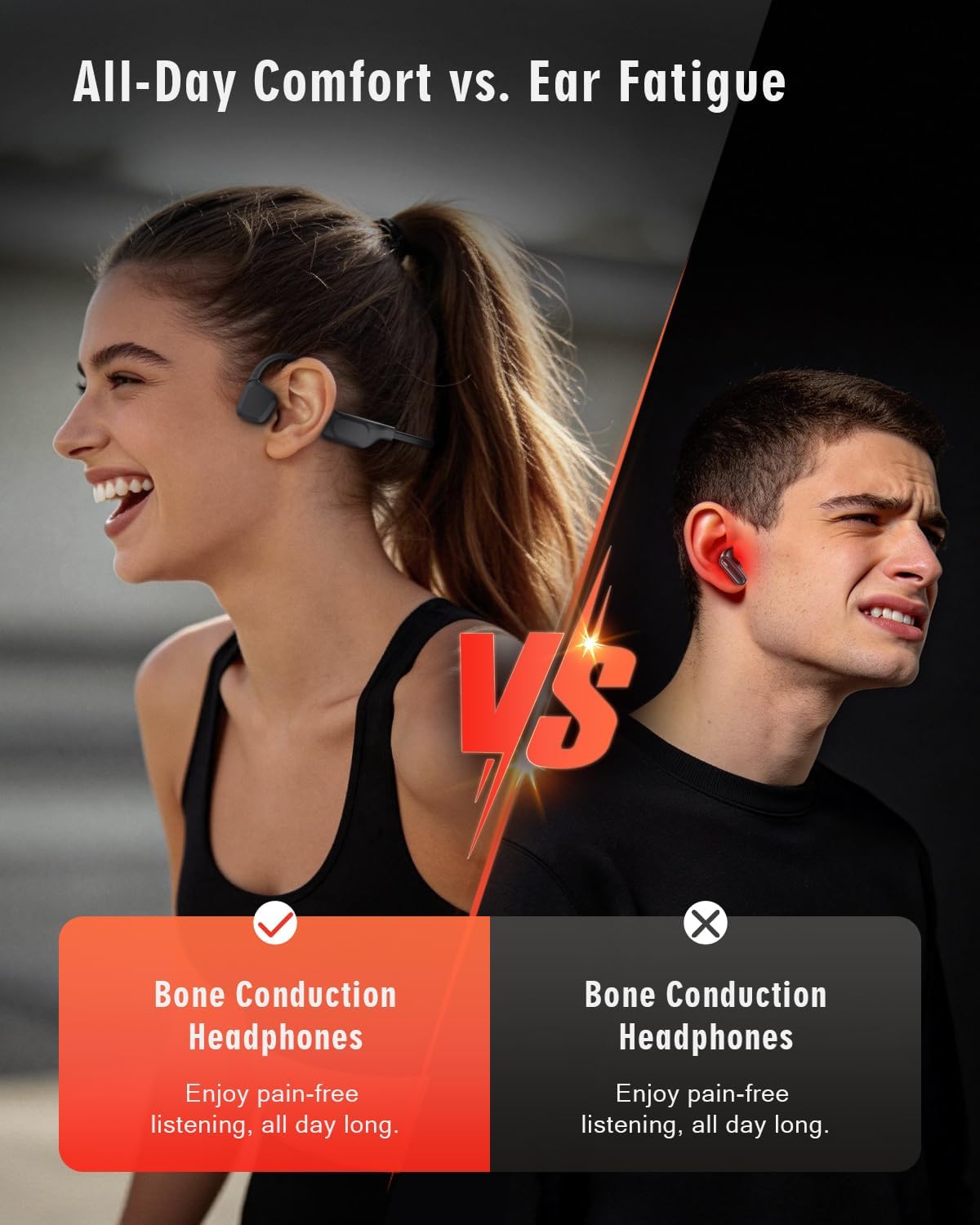 Arciea Auriculares de conducción ósea, auriculares Bluetooth 6.0 de...