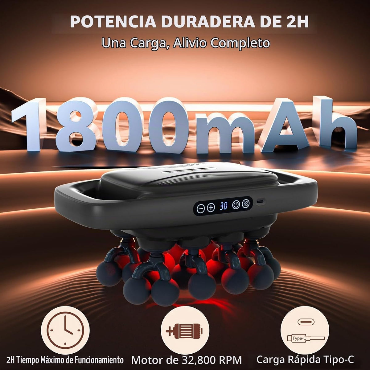 Shineforu Pistola de masaje de 20 cabezas, 30 niveles de intensidad...