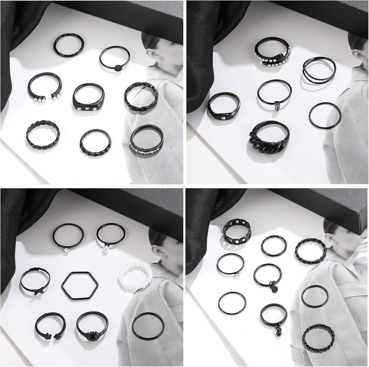 YEEZII Juego de 68 anillos para nudillos, dorados, para mujeres, ap...