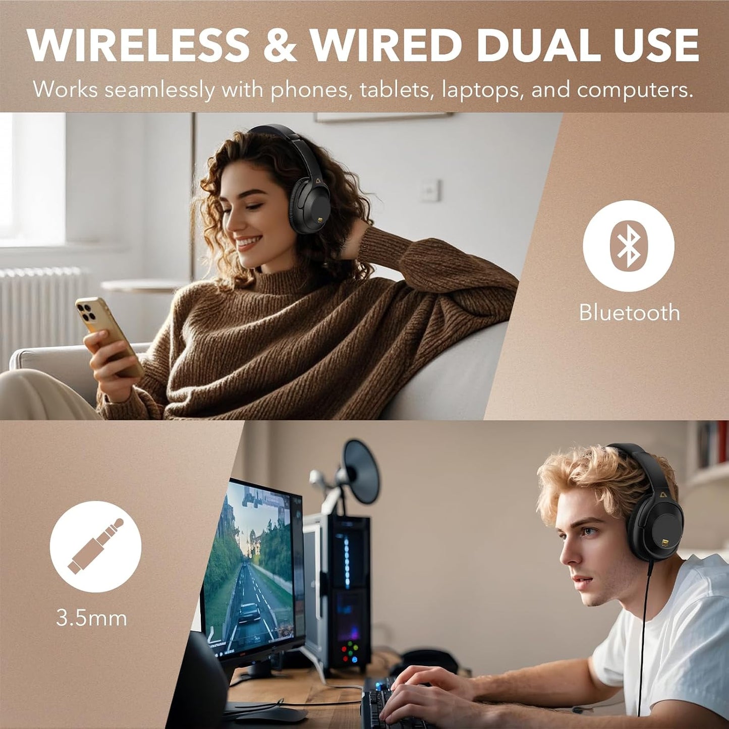 YMOO Auriculares con cancelación activa de ruido para viajes en avi...