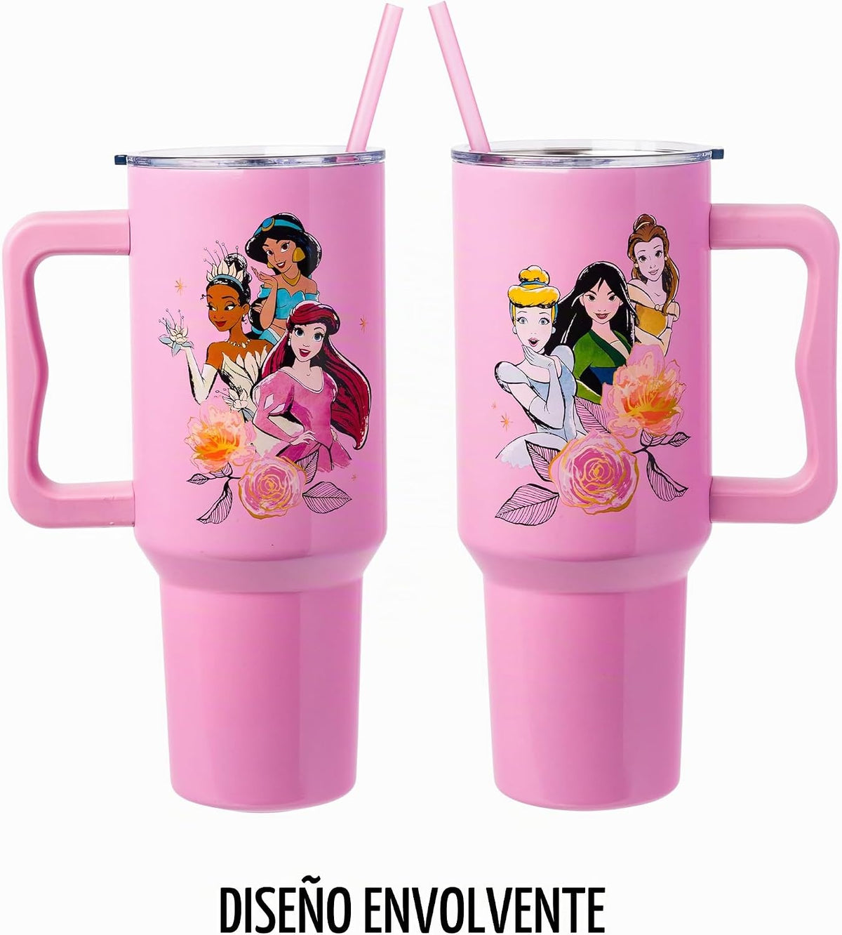 Silver Buffalo Disney Princess - Vaso de acero inoxidable de doble...