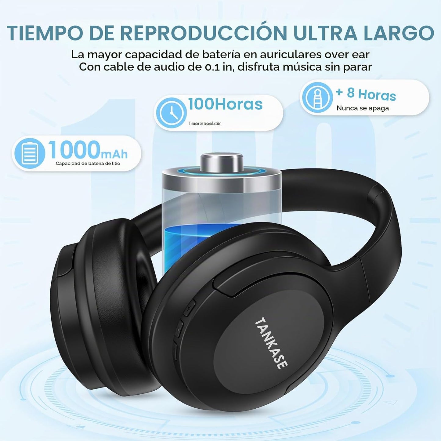 TANKASE - Audífonos con cancelación activa de ruido, auriculares in...