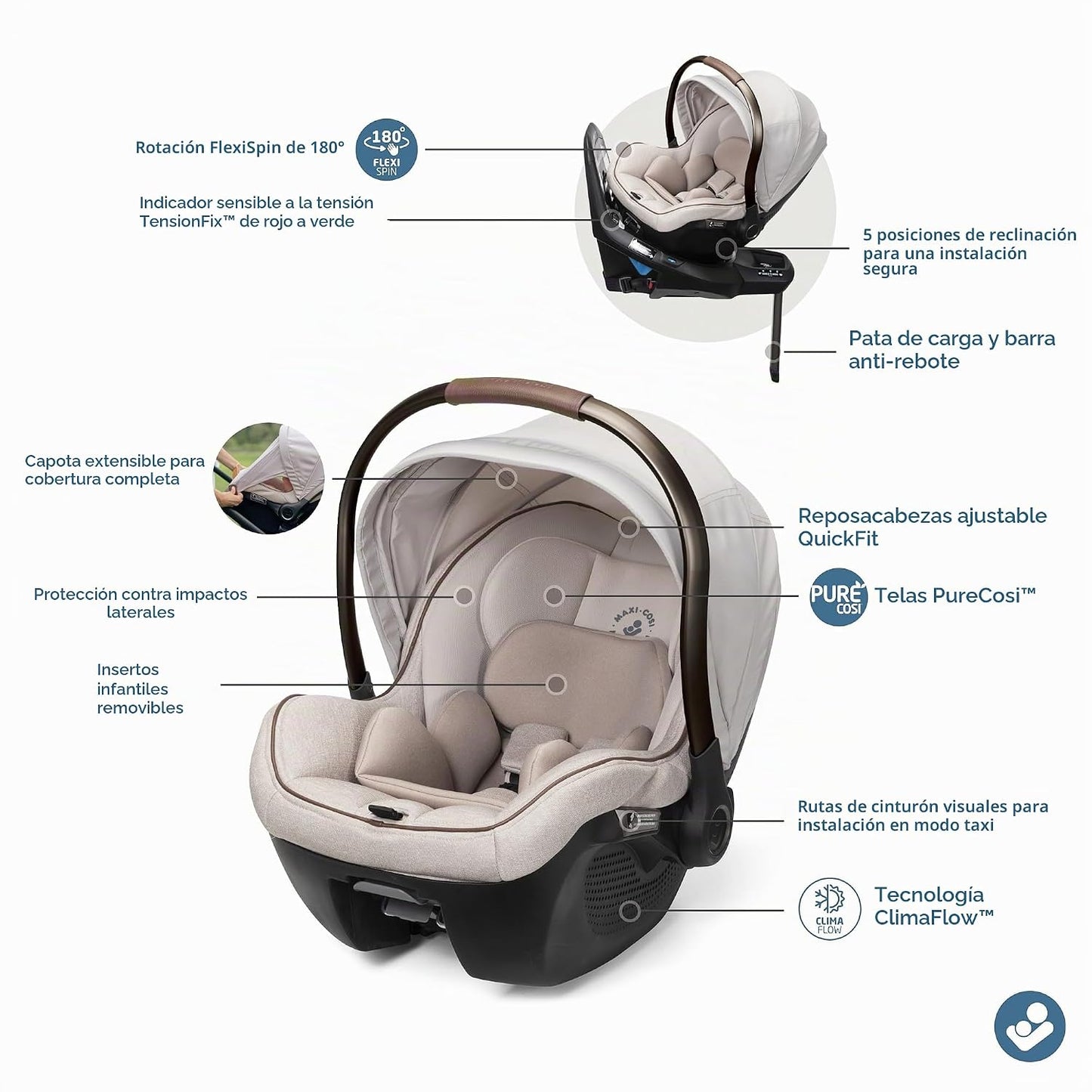 Maxi-COSI Peri™ 180 - Asiento de automóvil giratorio para bebé, asi...