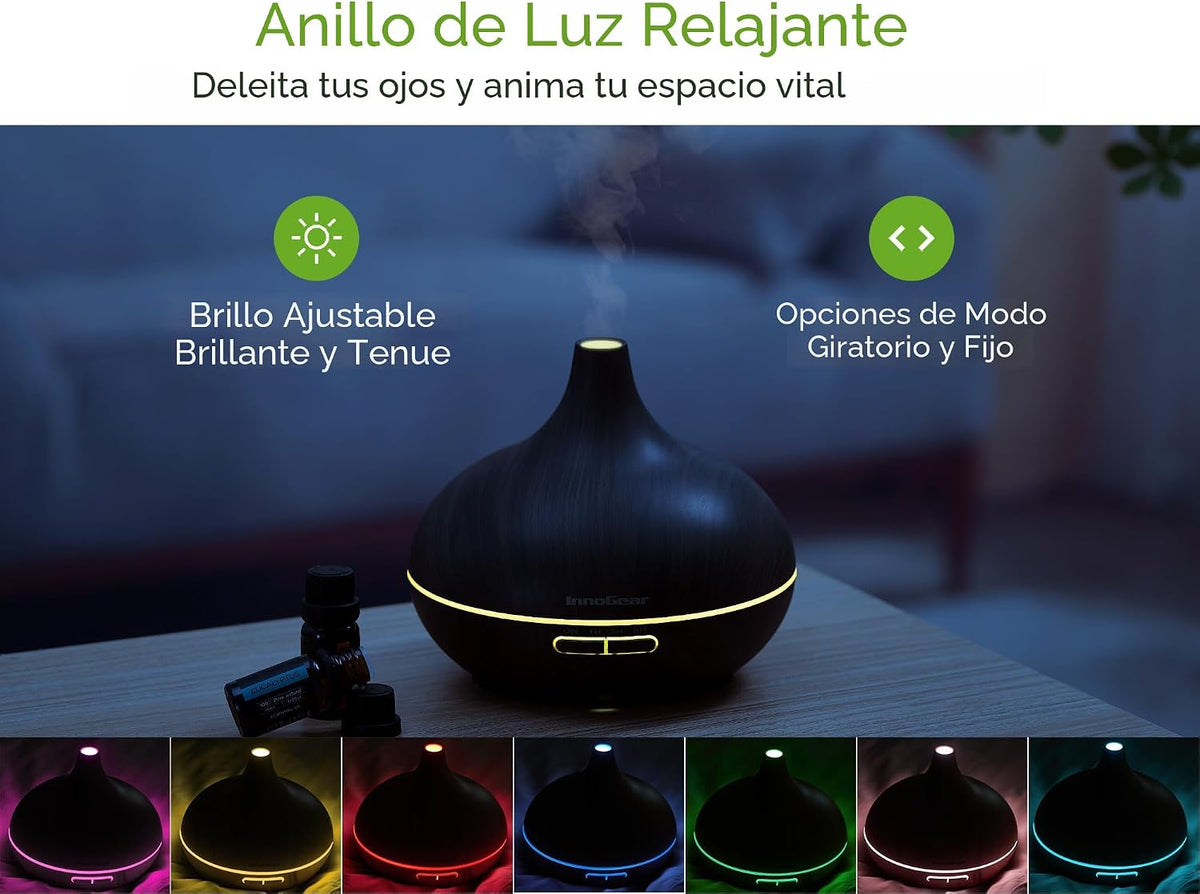 InnoGear Difusor de aromaterapia y juego de 10 aceites esenciales,...