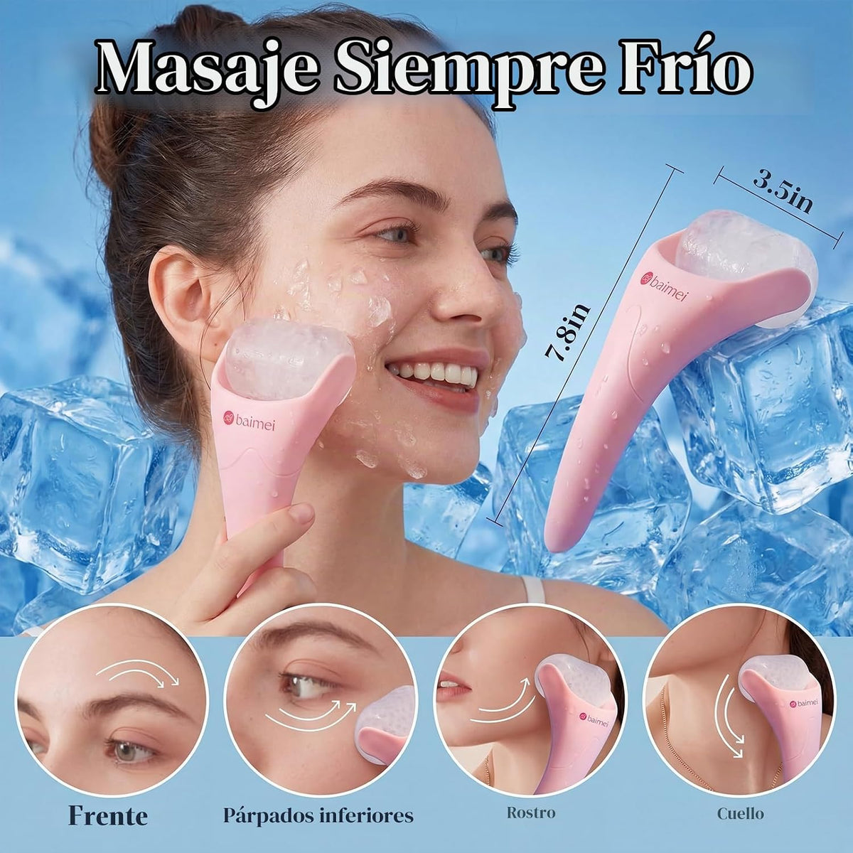 BAIMEI IcyMe - Rodillo de hielo para cara y gua sha, alivio de migr...